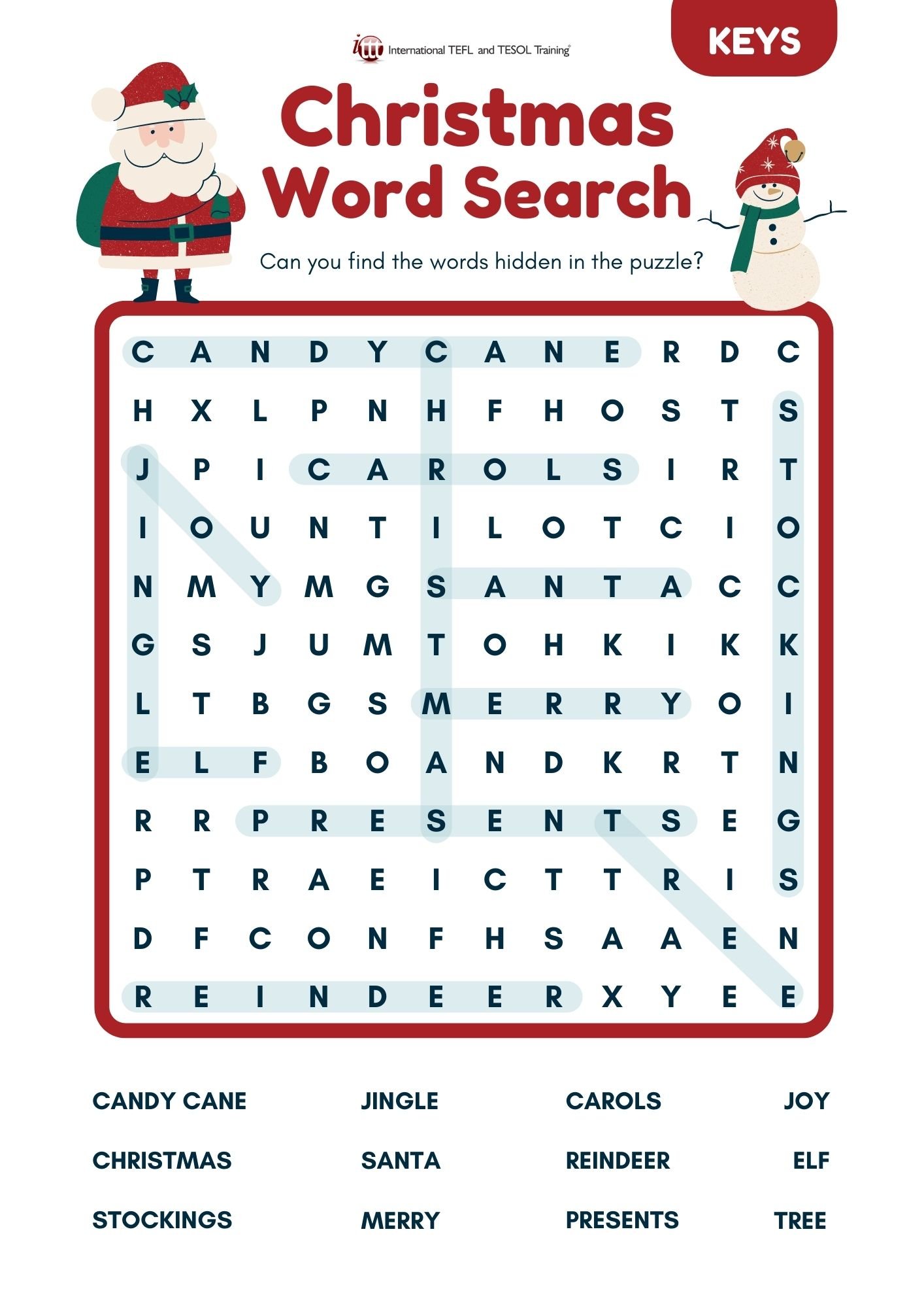 ESL Christmas Word Search | ️ ️ ️ ITTT